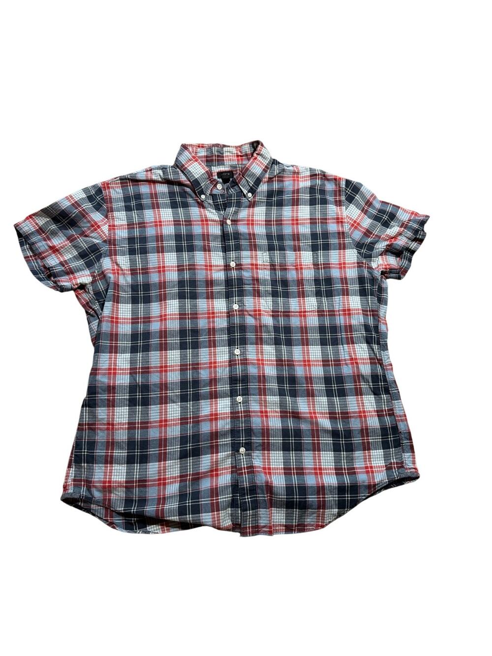 J. Crew buttoned shirt, Oxford style, Size Large, Short Sleeved, Patriotic